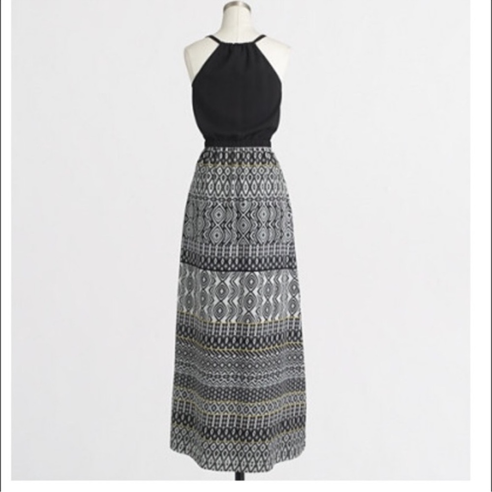 J. Crew Black Geometric Tribal Sleeveless Racerback Maxi Dress Women's - size 12